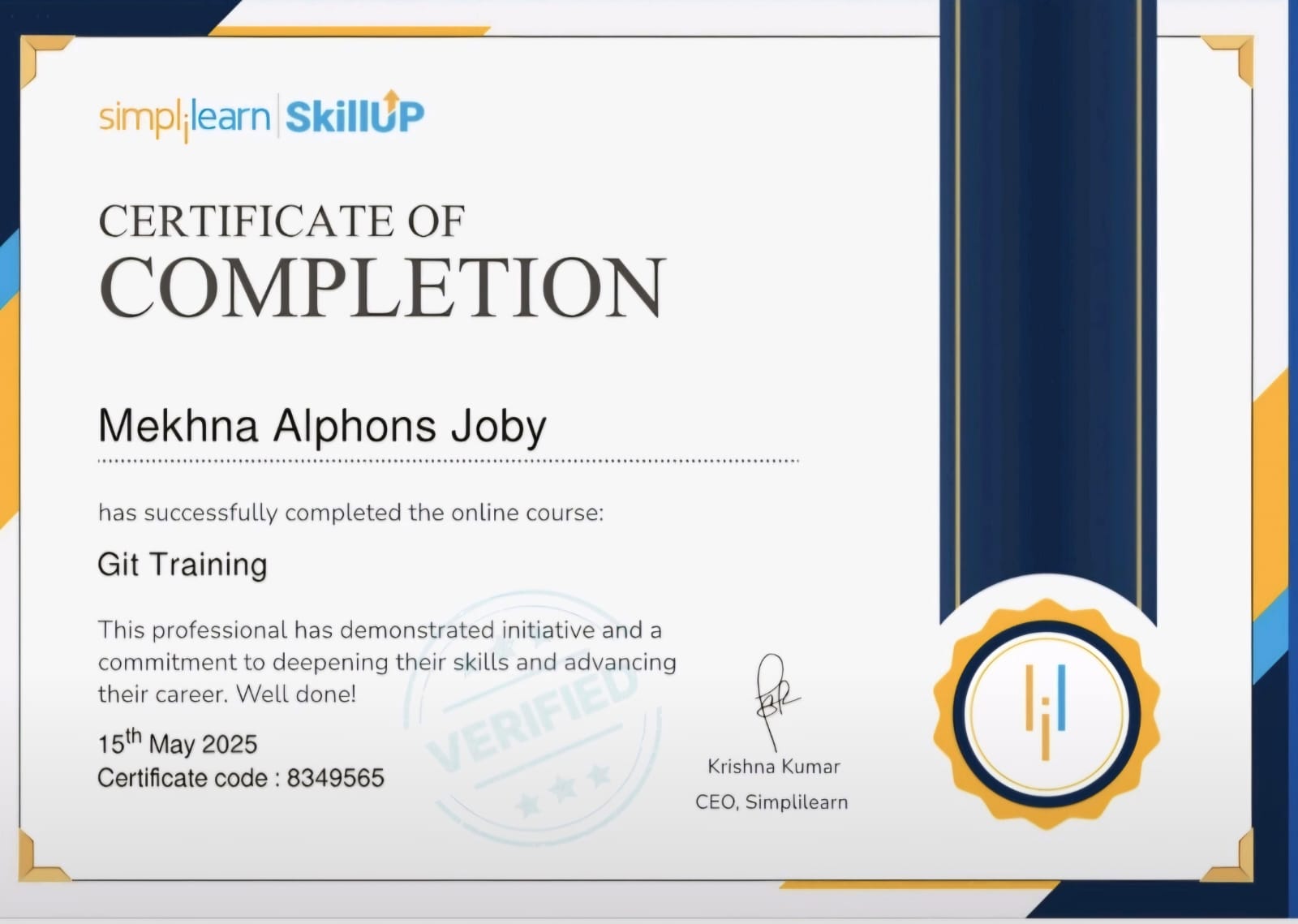 Git Training Certificate
