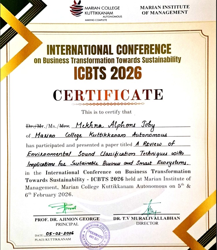 ICBTS 2026 International Conference Certificate