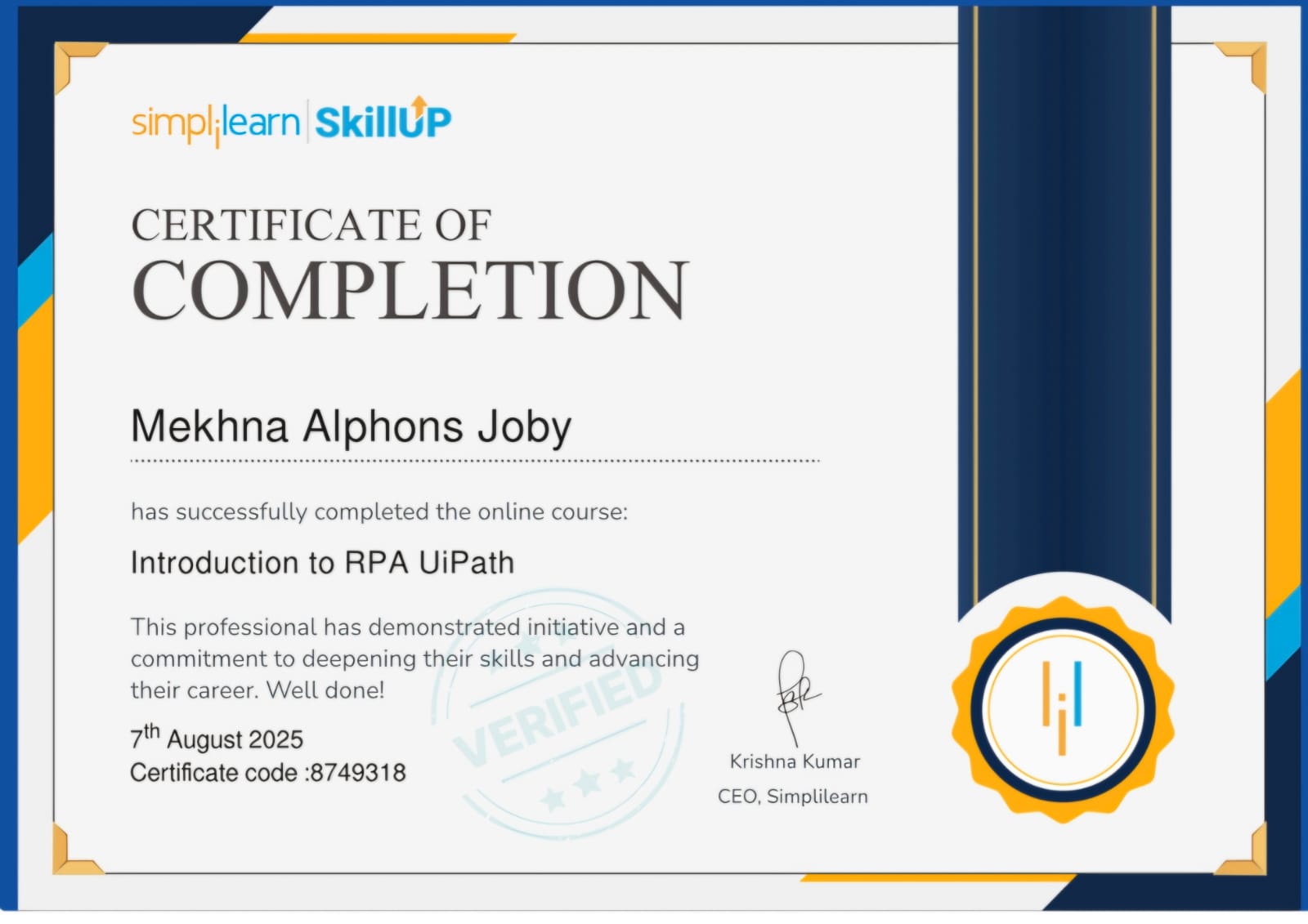 RPA UiPath Certificate