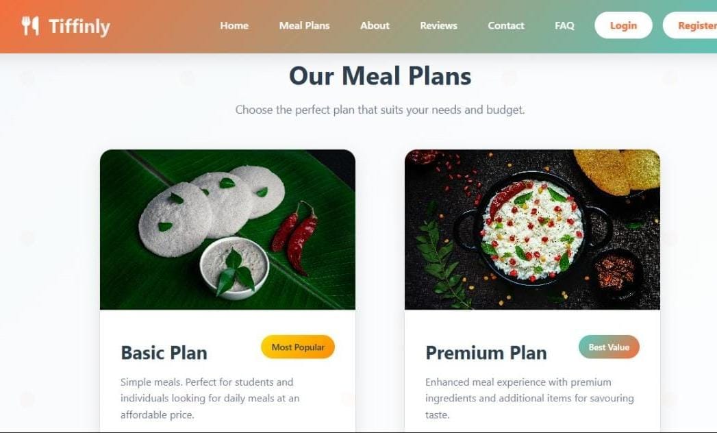 Tiffinly Menu
